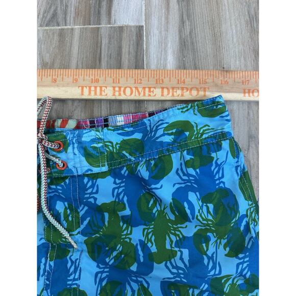 Ted Baker Swim Trunks Lined Shorts Lobster 4/L Green Blue Hawaiian Spring Break - Picture 6 of 8